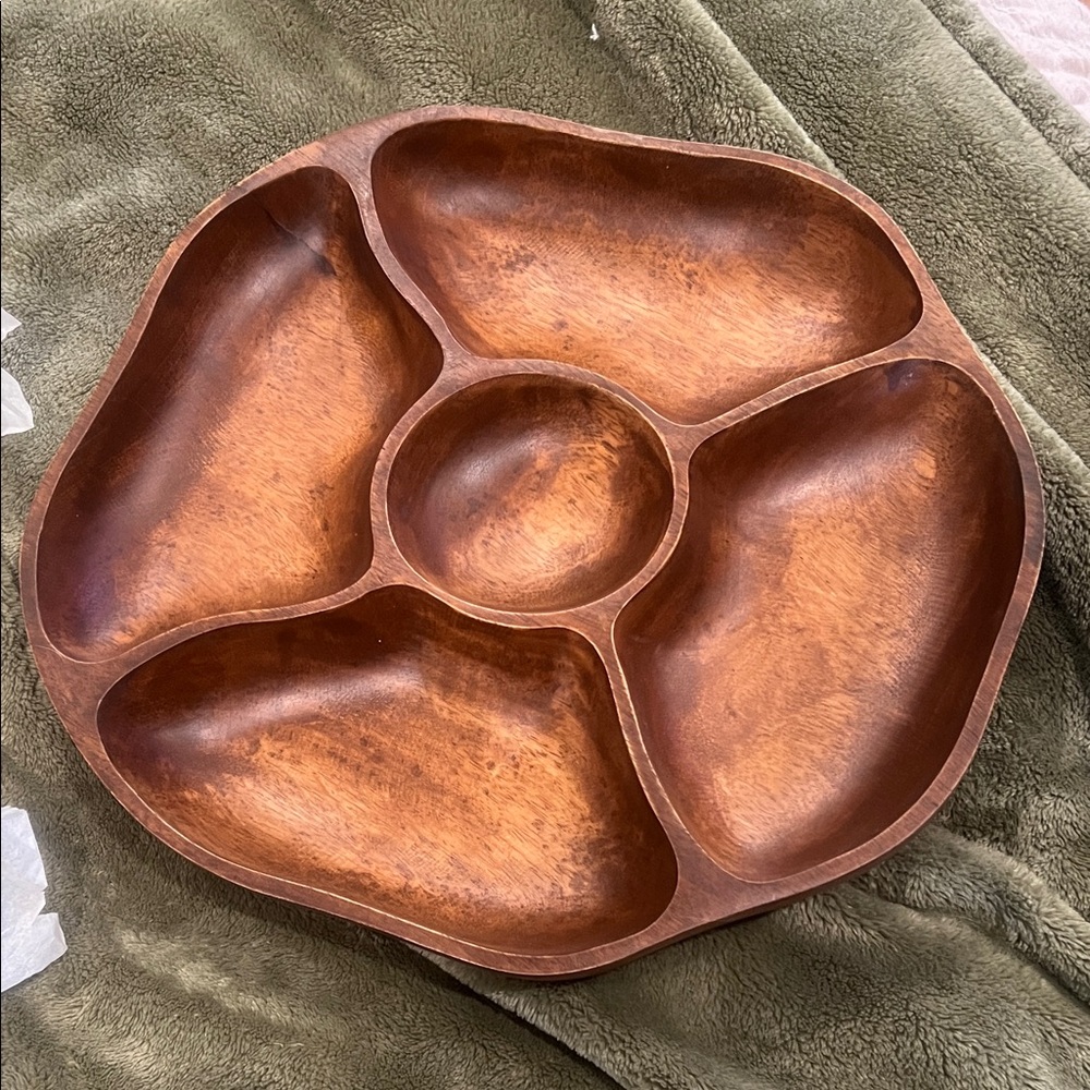 Wooden 5-Section Serving Tray - Brown